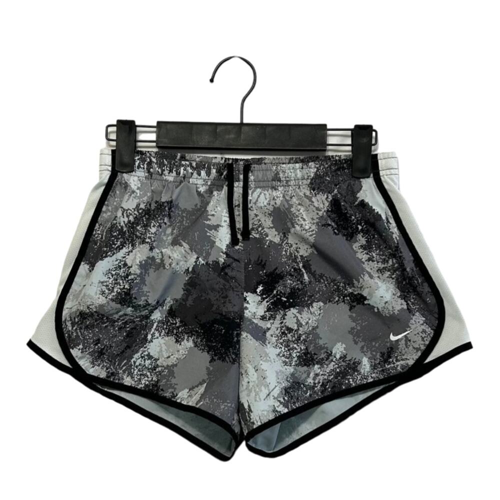 Nike Dri-Fit Camo Running Shorts Youth Sz M Gray Black Lightweight Drawstring